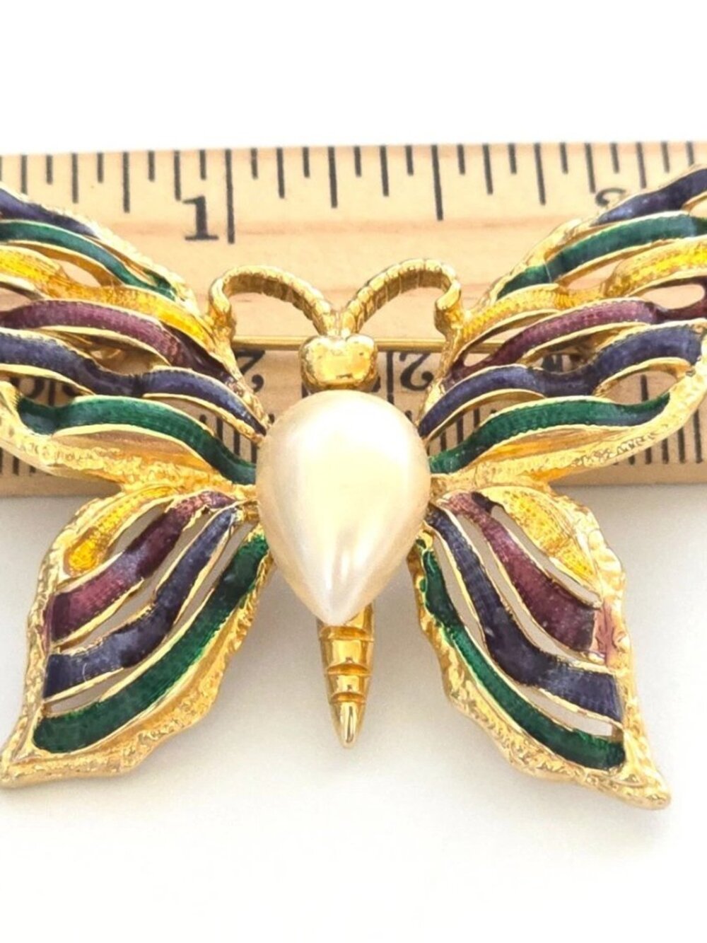 VINTAGE SIGNED FO FERNANDO ORIGINALS COLORFUL ENAMEL BUTTERFLY BROOCH PIN